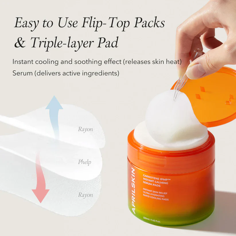 April Skin Carrotene Ipmp Instant Calming Serum Pads 220ml - Image 3