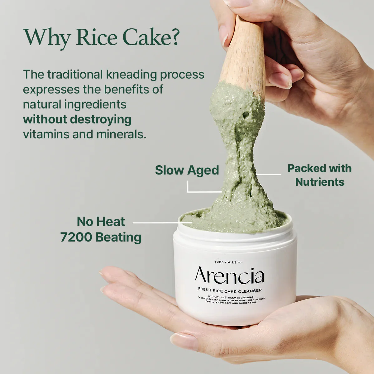 Arencia Fresh Green Rice Mochi Cleanser 120g - Image 4