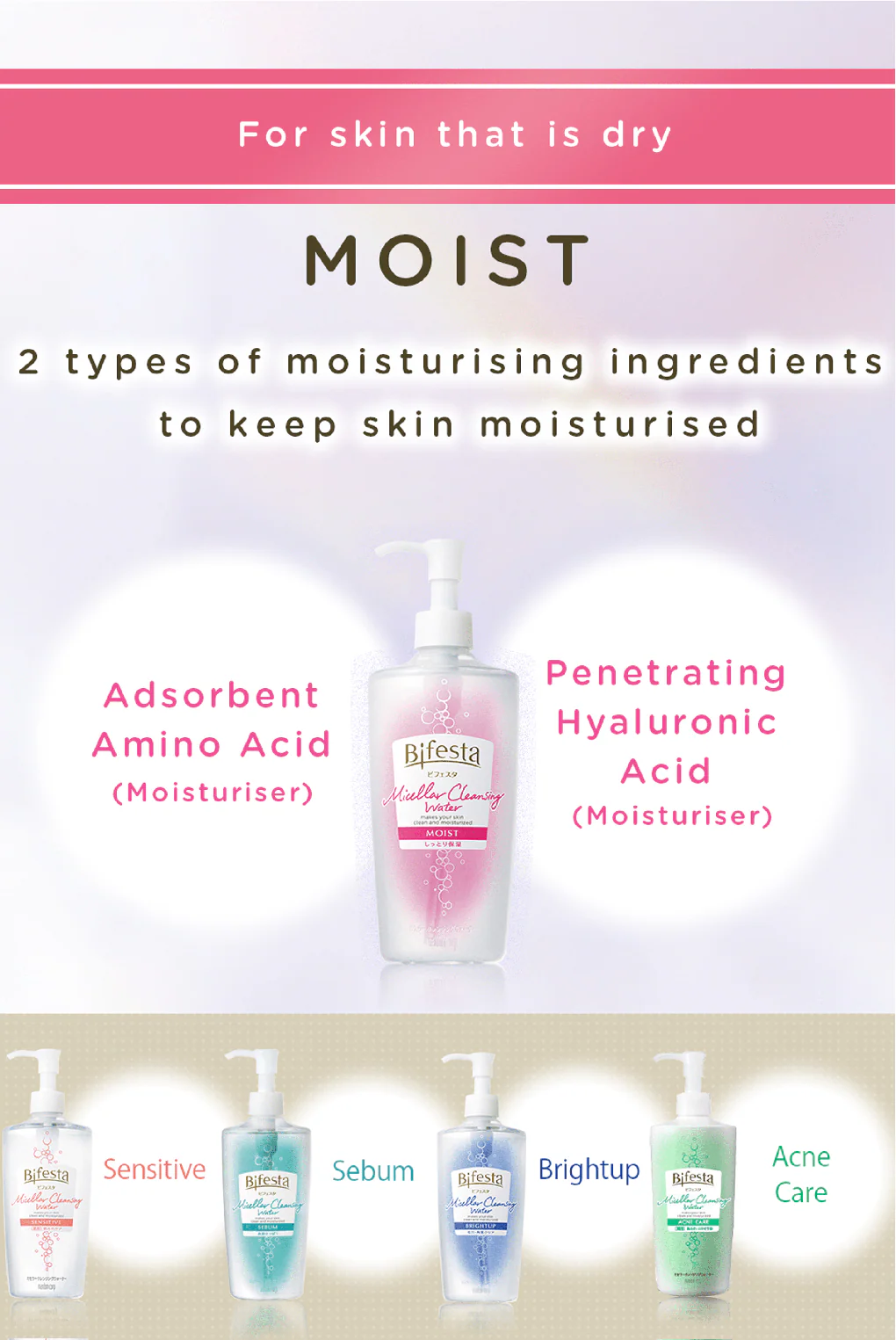 Bifesta Micellar Cleansing Water Moist 400ml - Image 2