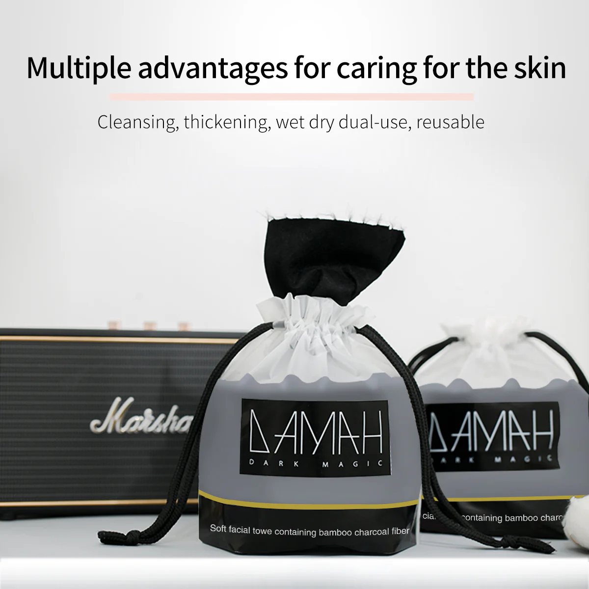 DAMAH Dark Magic Disposable Facial Towel Charcoal 170g 50Pcs - Image 3