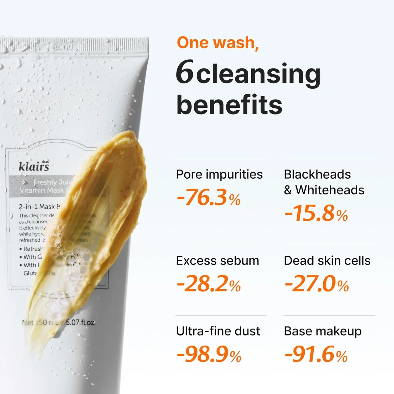 Dear Klairs Freshly Juiced Vitamin Mask Cleanser 150ml - Image 4