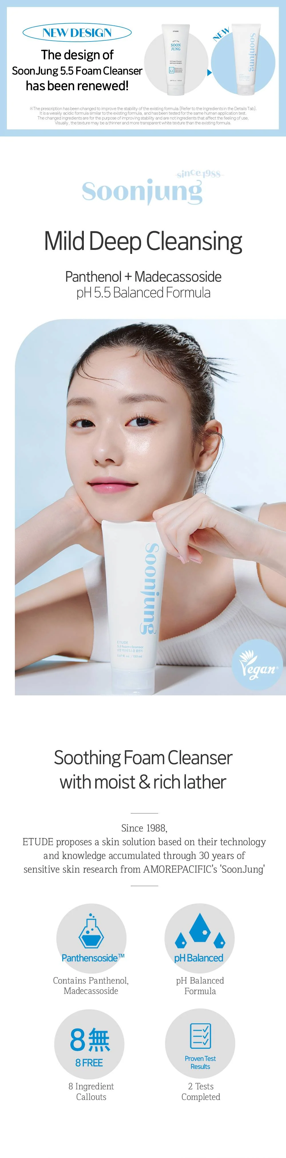 Etude House Soon Jung 5.5 Foam Cleanser 150ml - Image 3