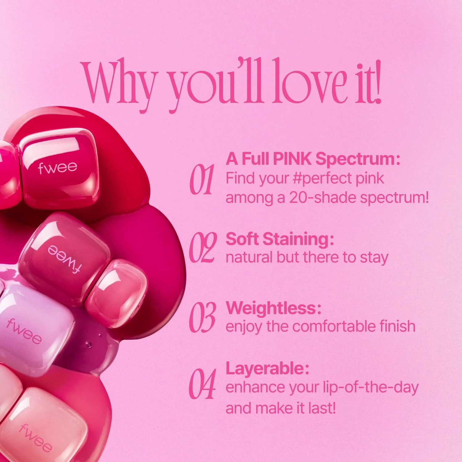 Fwee Pink Obsession Stay-Fit Lip Tint 3.8g - Image 4