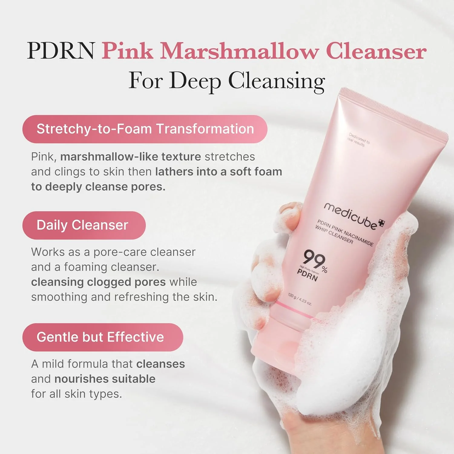 Medicube PDRN Pink Niacineamide Whip Cleanser - Image 3
